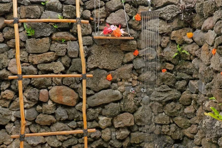 Natural stone shower at Paradise Taveuni