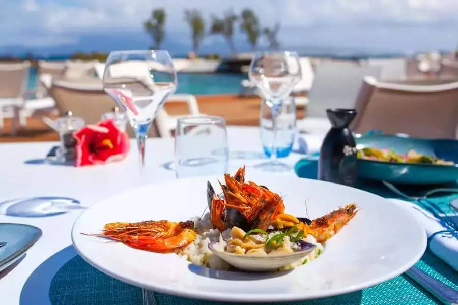 A meal sits on a table at Te Moana Tahiti Resort A meal sits on a table at Te Moana Tahiti Resort