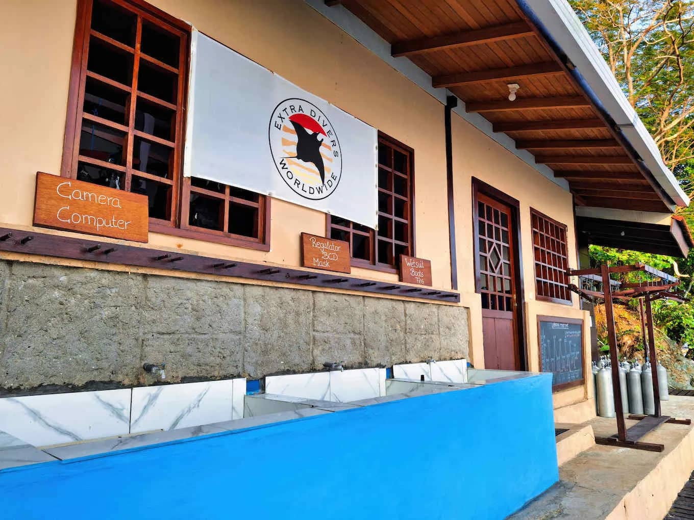 Exterior of the dive center Exterior of the dive center